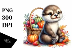 Quirky Baby Otter Watercolor Clipart Product Image 3