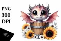 Watercolor Baby Dragon with Big Eyes Product Image 1