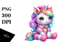 Cute Unicorn Sitting Dressed PNG Product Image 1