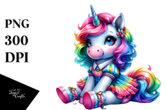 Cute Unicorn Sitting Dressed PNG Product Image 1