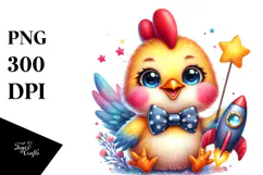 Smiling Baby Rooster Rocket PNG Product Image 1