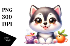 Happy Baby Siberian Husky PNG Product Image 1