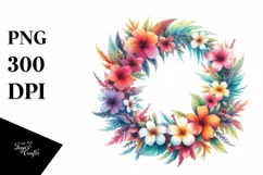 Colorful Hawayan Flowers Wreath | Sublimation | Clipart Product Image 3