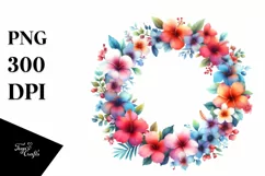 Colorful Hawayan Flowers Wreath | Sublimation | Clipart Product Image 1
