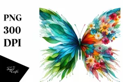 Vibrant Watercolor Butterfly, Transparent PNG Product Image 3