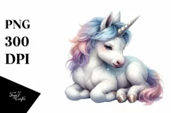 Detailed Watercolor Baby Unicorn Product Image 1