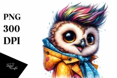 Excited Posing Baby Owl PNG Product Image 1