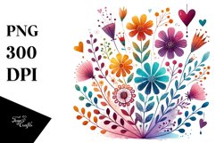 Boho Flower with Hanging Hearts PNG Product Image 1