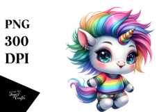 Jumping Baby Unicorn with Floral Wreath PNG Product Image 1