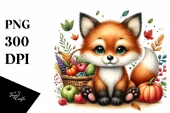 Quirky Baby Fox Watercolor Clipart Product Image 1