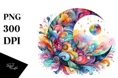 Whimsical Half Moon, PNG Product Image 1