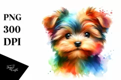 Watercolor Cute Vibrant Yorkipoo Sticker Clipart Product Image 3