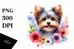 Watercolor Cute Vibrant Yorkipoo Sticker Clipart Product Image 1