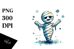 Funny Washed Mummy Watercolor PNG Product Image 1