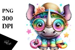 Colorful Baby Rhino Summer Clipart Product Image 3