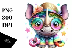 Colorful Baby Rhino Summer Clipart Product Image 3