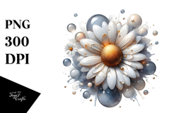 Abstract Daisy with Golden Insertions PNG Product Image 1