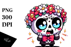 Cute Sugar Skull, Cartoon PNG Product Image 1