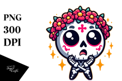 Cute Sugar Skull, Cartoon PNG Product Image 1