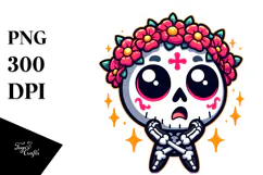 Cute Sugar Skull, Cartoon PNG Product Image 1