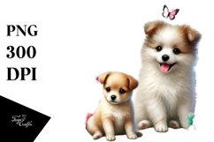 Baby Dog Sitting on Flower Heart PNG Product Image 1
