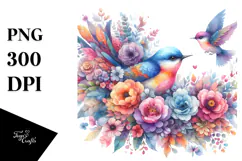 Colorful Bird Painting PNG Product Image 1