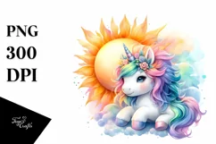 Pastel Baby Unicorn Sun | Clipart Product Image 1