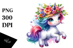 Cute Baby Unicorn Dancing, PNG Product Image 1