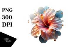 Abstract Hibiscus with Glossy Finish, Artistic PNG Product Image 1