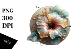 Glossy Hibiscus Watercolor Splash PNG Product Image 1