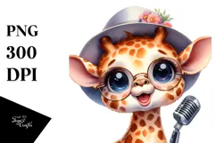 Vibrant Baby Giraffe, Festive PNG Product Image 1