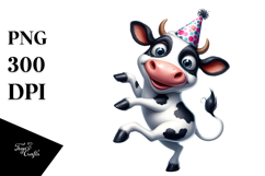Funny Holstein Cow in Party Hat, High-Res PNG Product Image 1