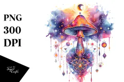 Vibrant Magical Celestial Mushroom Tarot PNG Product Image 1