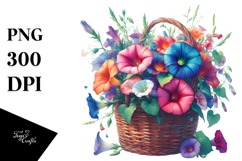 Colorful Basket with Morning Glory | Sublimation | Clipart Product Image 1