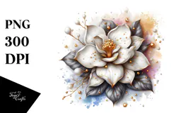 Detailed Shiny Gardenia Watercolor Splash Product Image 1