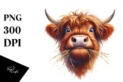 Vibrant Watercolor Cow Portraits | Clipart Product Image 1