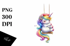 Pastel Unicorn Swinging, PNG Product Image 1