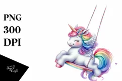 Pastel Unicorn Swinging, PNG Product Image 1
