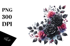 Vibrant Floral Frame with Black Roses PNG Product Image 1