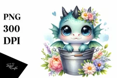 Cute Baby Dragon with Big Eyes PNG Product Image 1