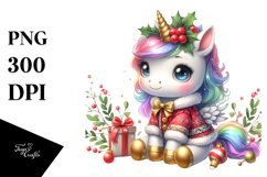 Watercolor Baby Unicorn Christmas Costume Clipart Product Image 3