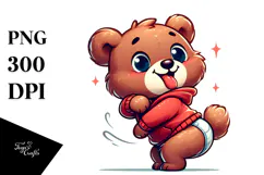 Silly Cartoon Bear with Hyper-Detailed Fur, PNG Product Image 1