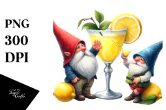 Cute Gnome Drinking Cocktail PNG Product Image 1