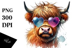 Detailed Highland Calf with Cool Sunglasses PNG Product Image 1