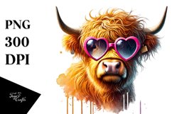 Detailed Highland Calf with Cool Sunglasses PNG Product Image 1