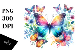 Colorful Butterfly Painting PNG Product Image 1