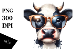 Funny Cow with Sunglasses PNG Product Image 1