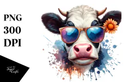 Funny Cow with Sunglasses PNG Product Image 1