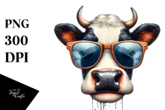 Funny Cow with Sunglasses PNG Product Image 1