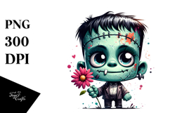 Funny Tiny Frankenstein with Cool Hair PNG Product Image 1
